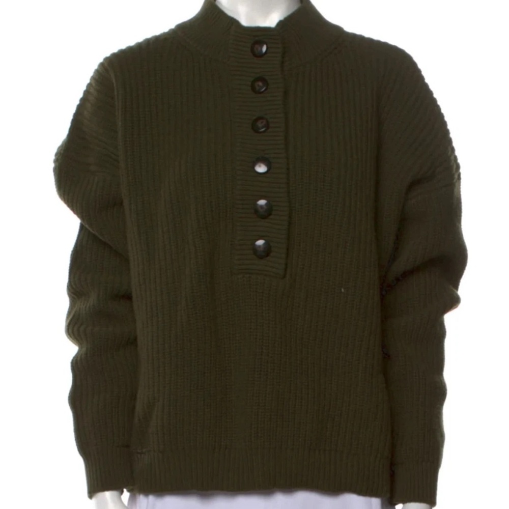 Sezane Lucas Jumper Pullover Sweater in Khaki Green Size XS - Picture 3 of 9
